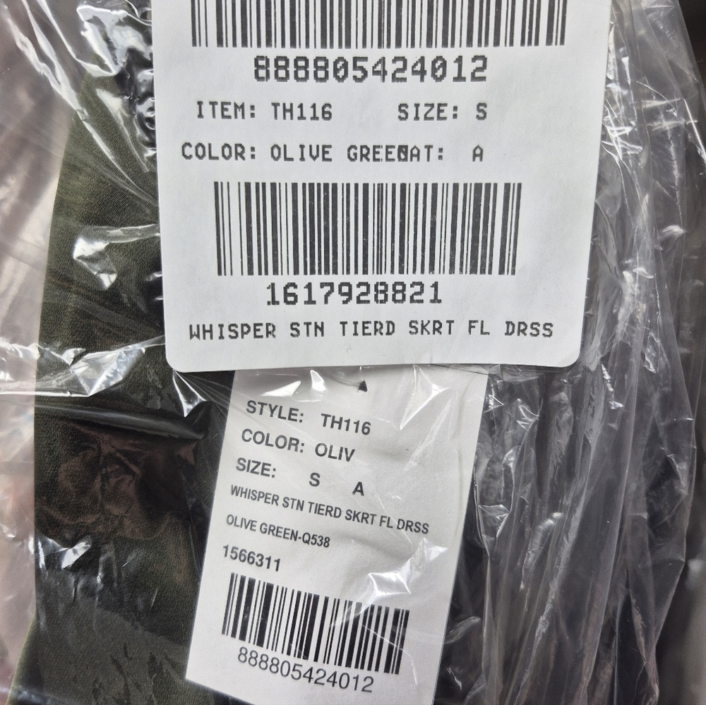 TH116..Low-Back Triangle Dress with Ruffle-Trimmed Tiered Skirt...Green..Size S - Picture 9 of 9